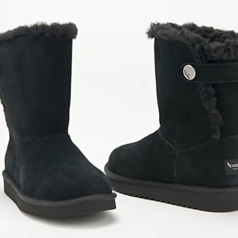 Koolaburra by UGG Black Suede Button Short Boots
